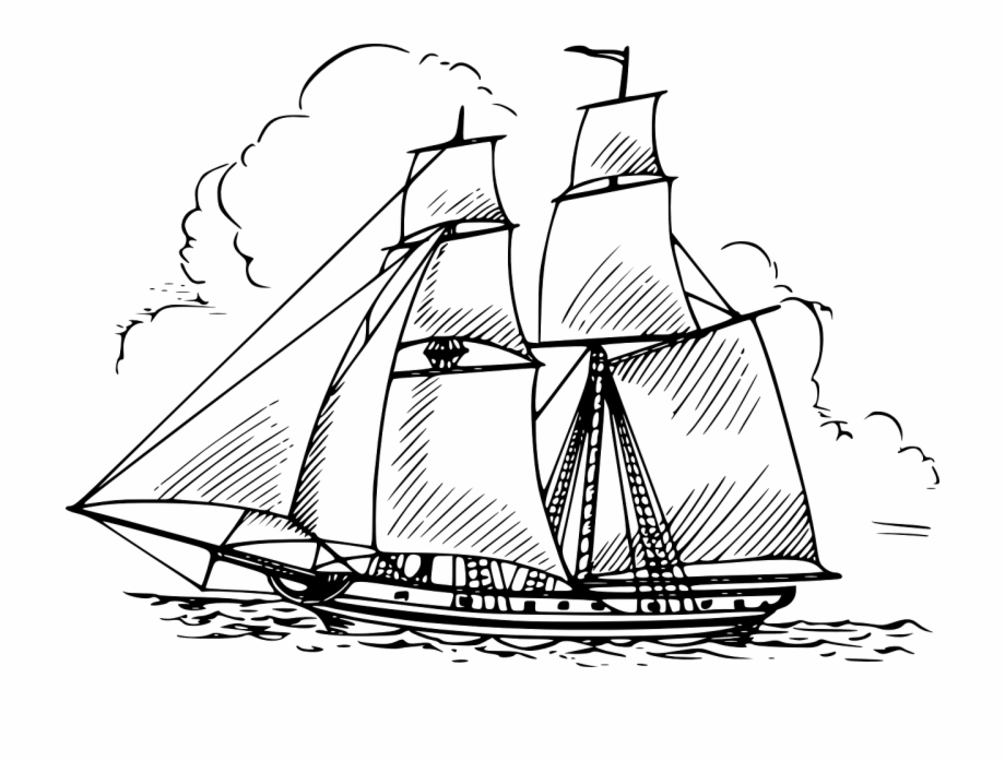 sea clipart black and white ship