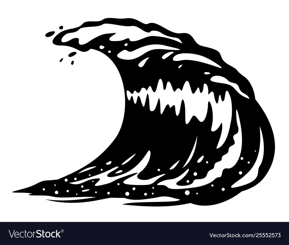 Ocean wave black and white