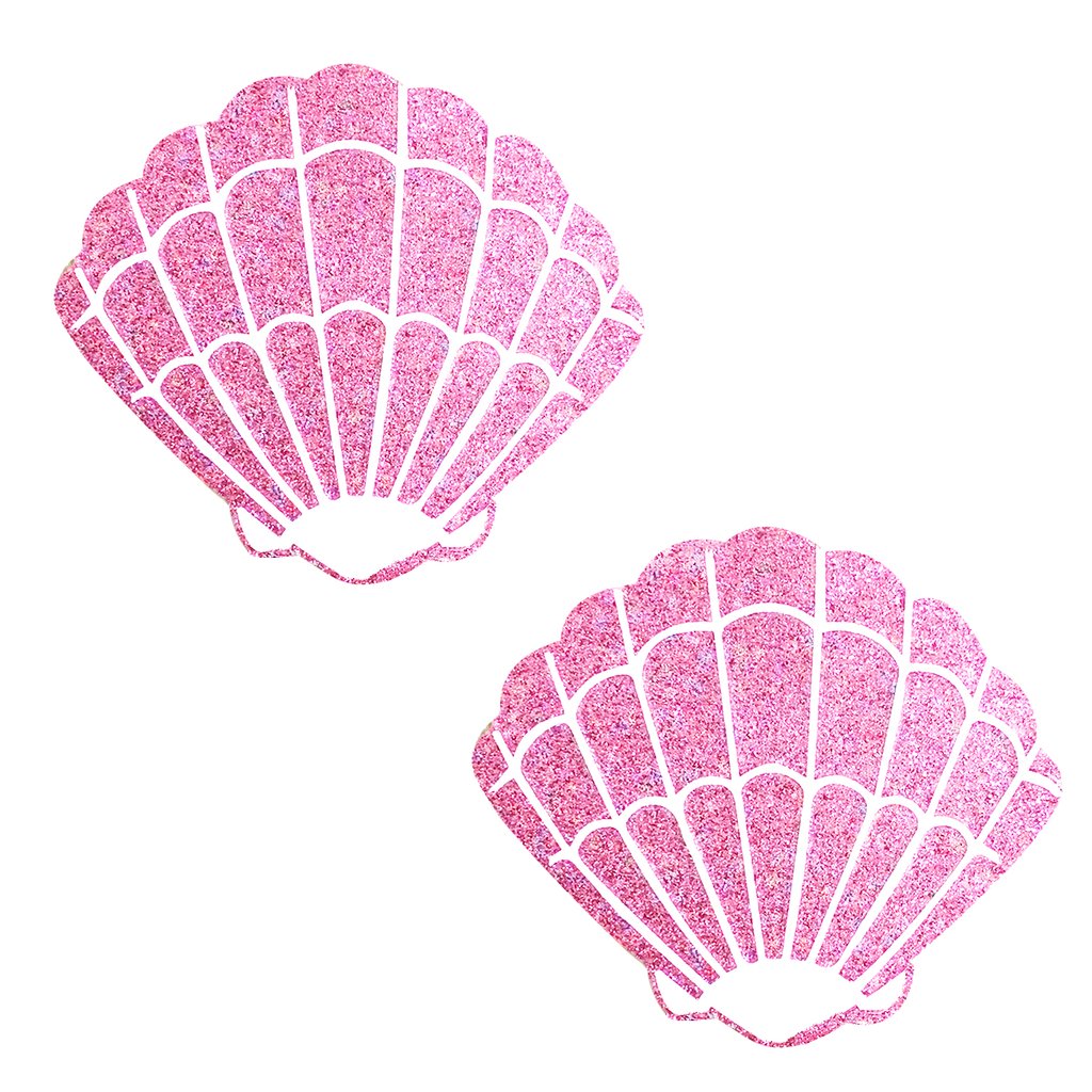 Pink glitter seashell.