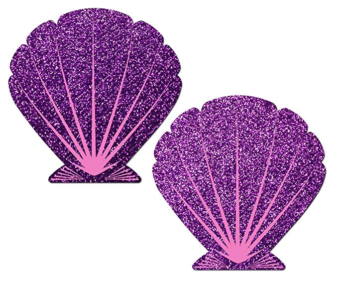 Glittering Purple and Pink Mermaid Seashell Nipple Pasties by Pastease o