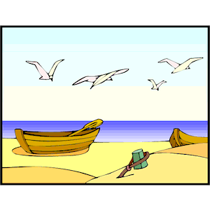 Seagulls at Beach clipart, cliparts of Seagulls at Beach