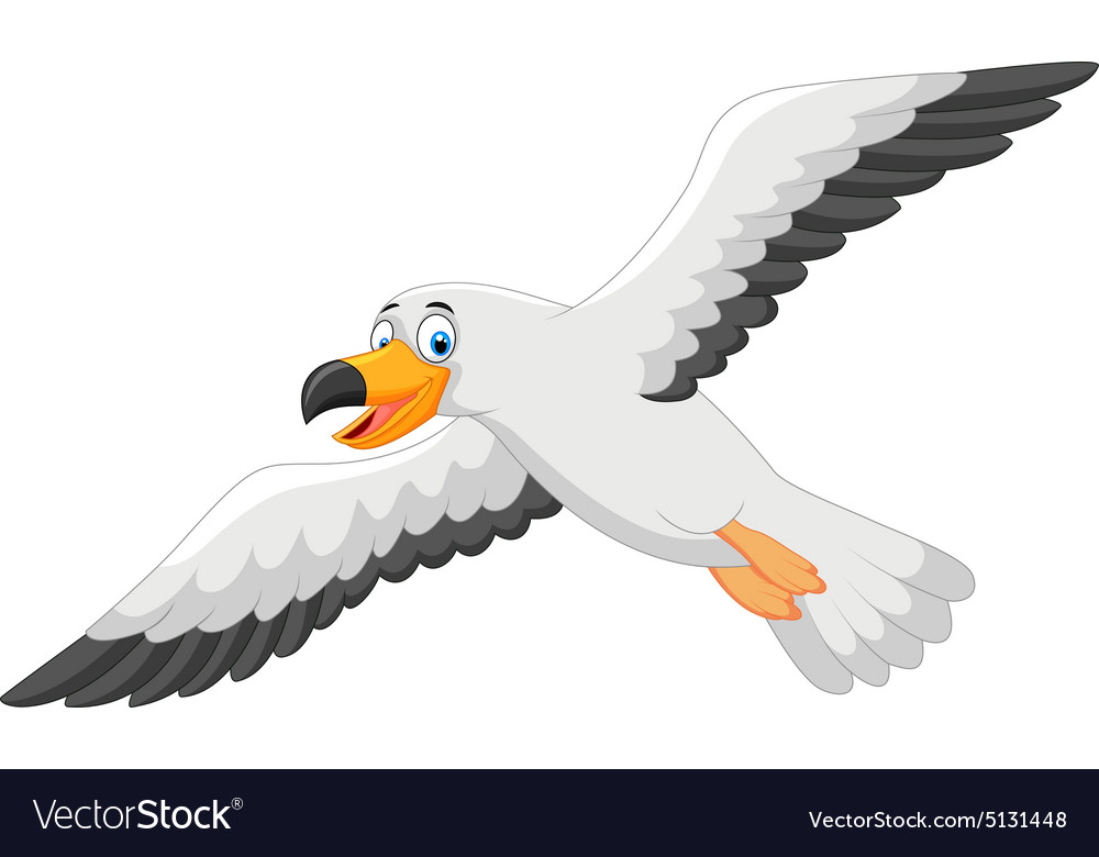 Cartoon smiling seagull.