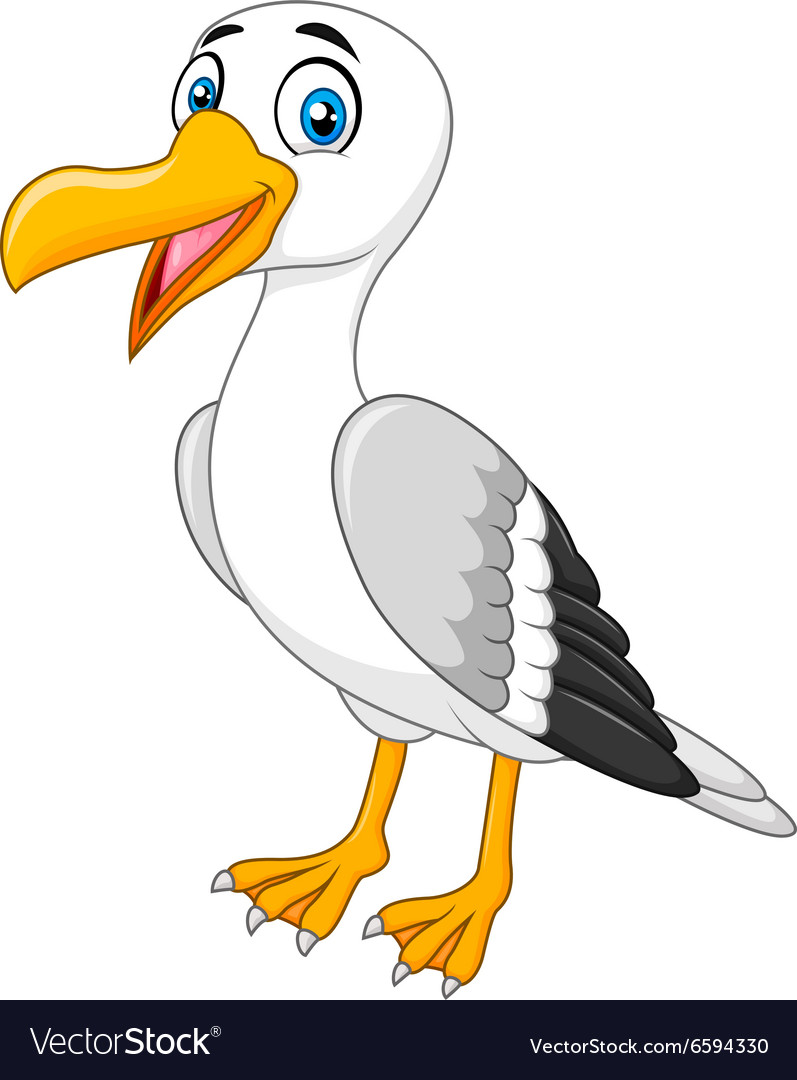Cartoon seagull posing.