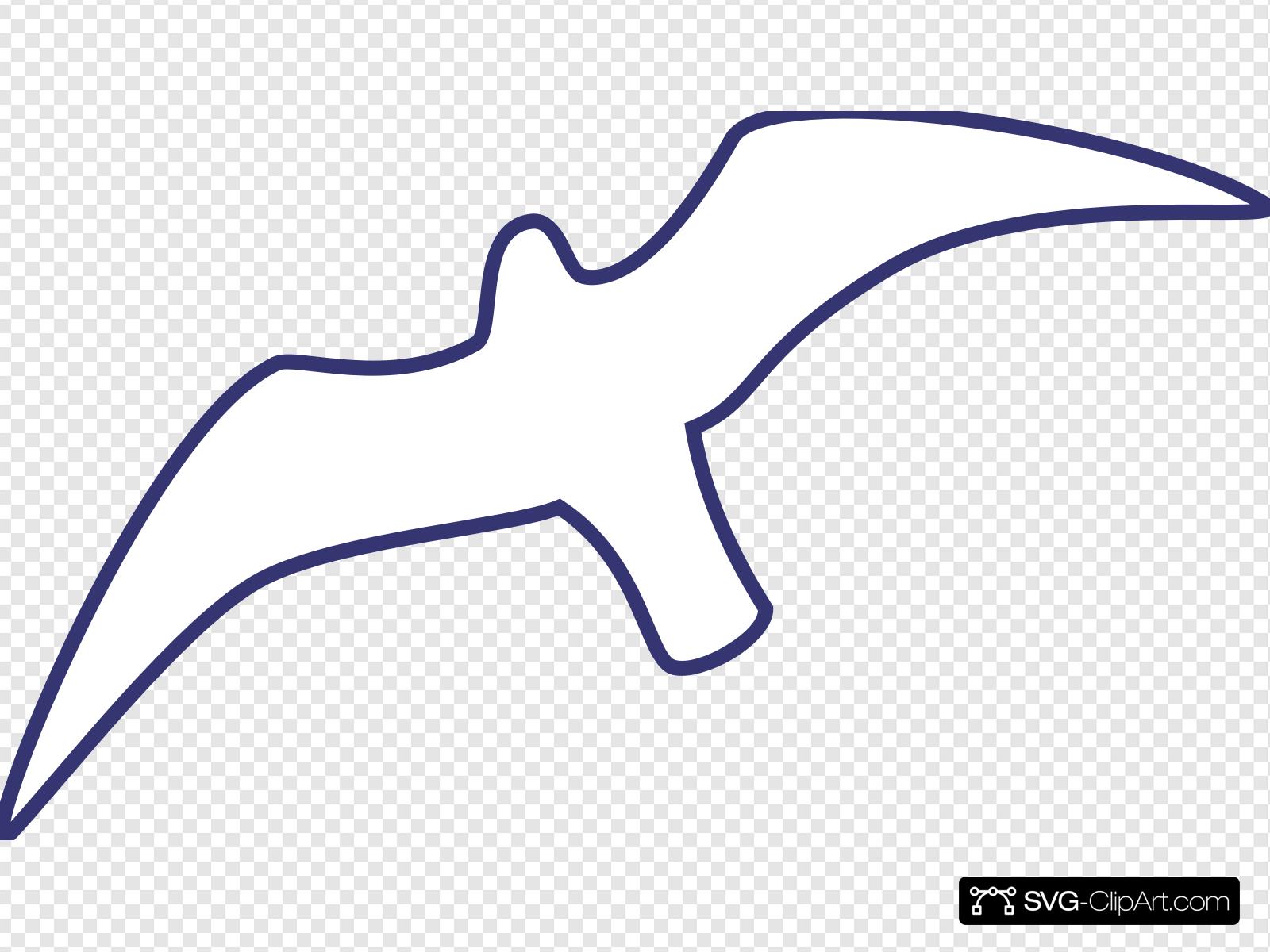 Seagull Outline Line Drawing Clip art, Icon and SVG