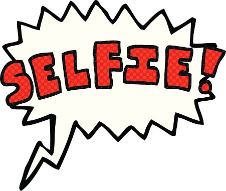 Comic book speech bubble cartoon selfie symbol Clipart Image