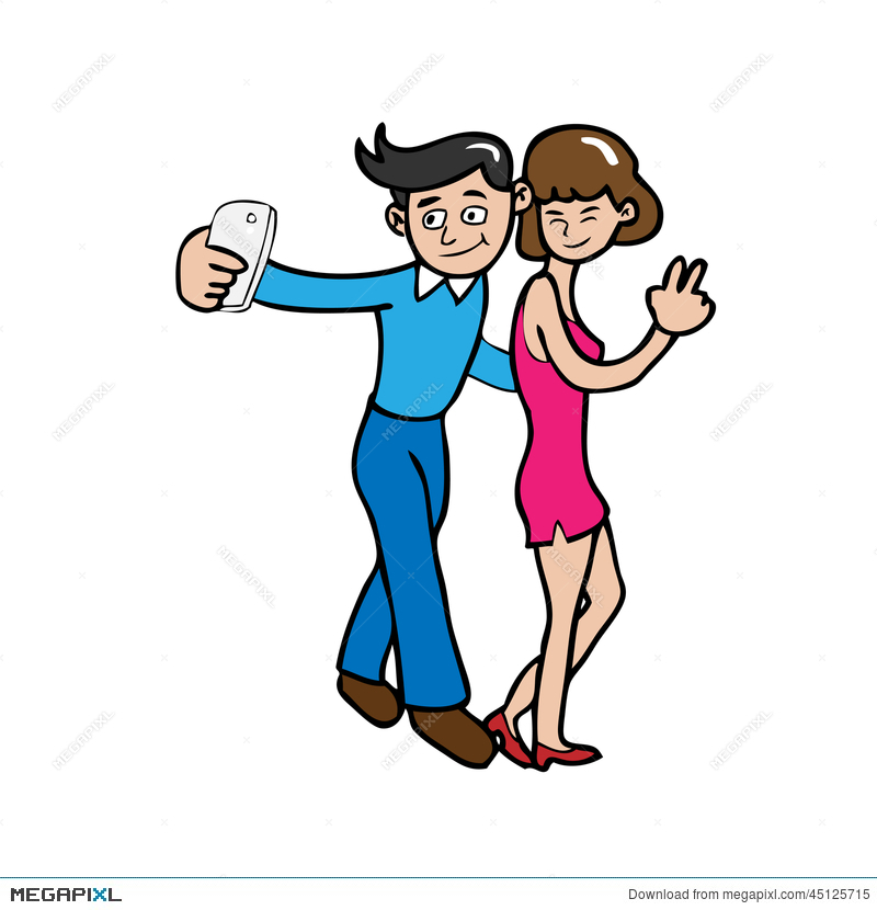 Selfie couple illustration.