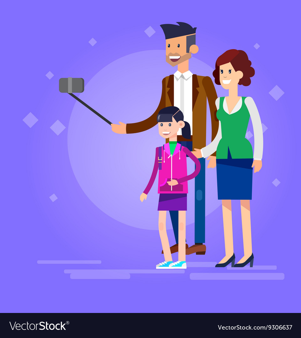 Selfie shots family and couples vector image