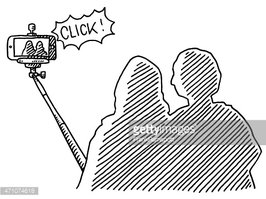 Couple Using Selfie Stick for Smart Phone Photography
