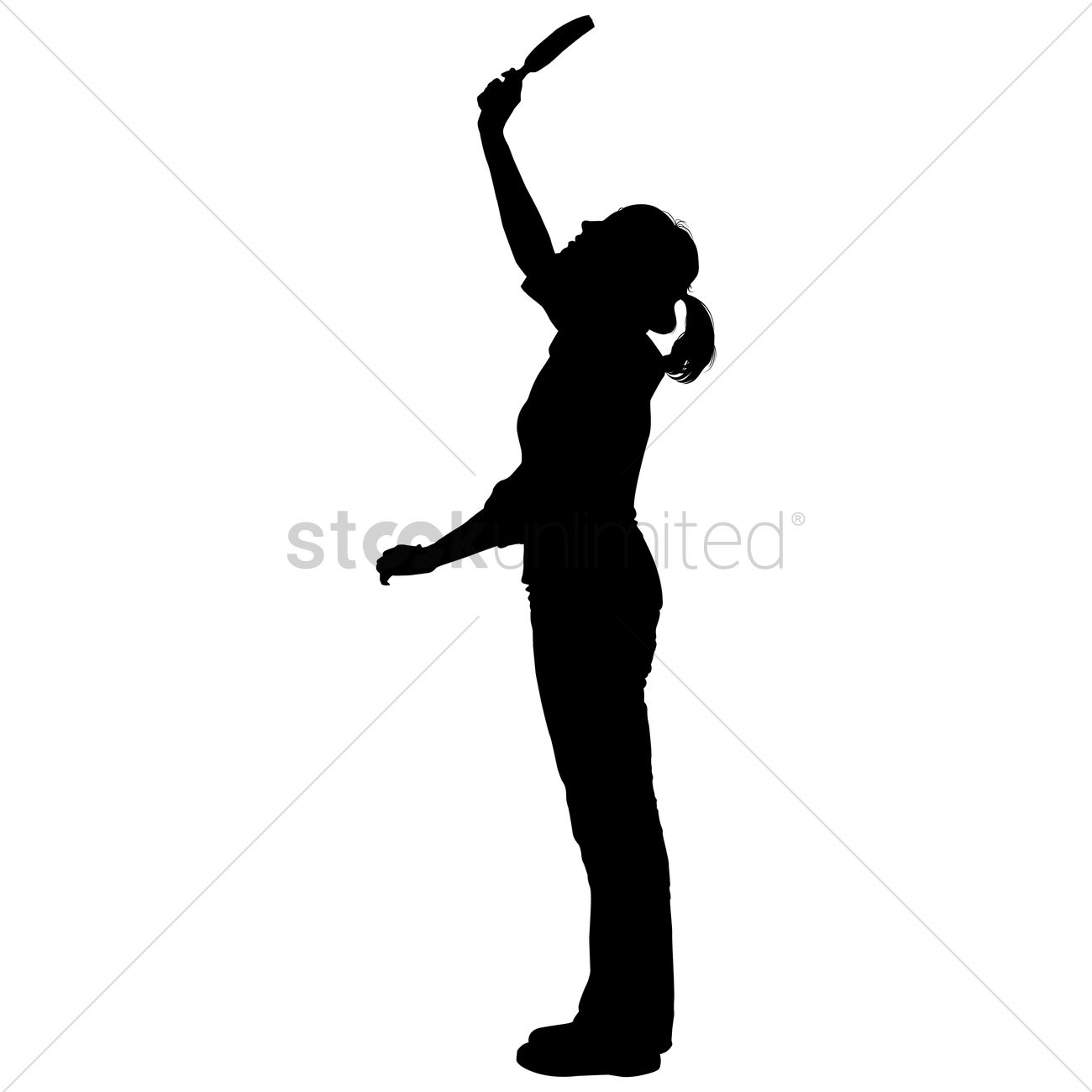 Silhouette of a lady taking selfie Vector Image
