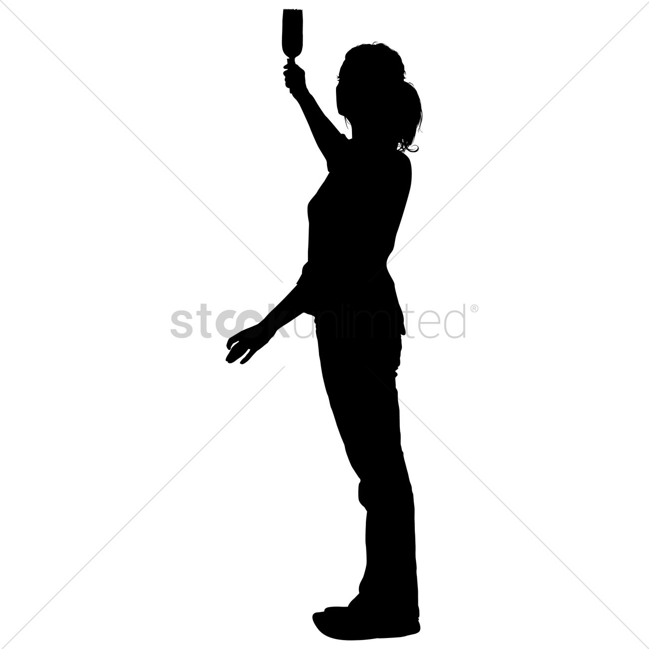 Silhouette of a lady taking selfie Vector Image