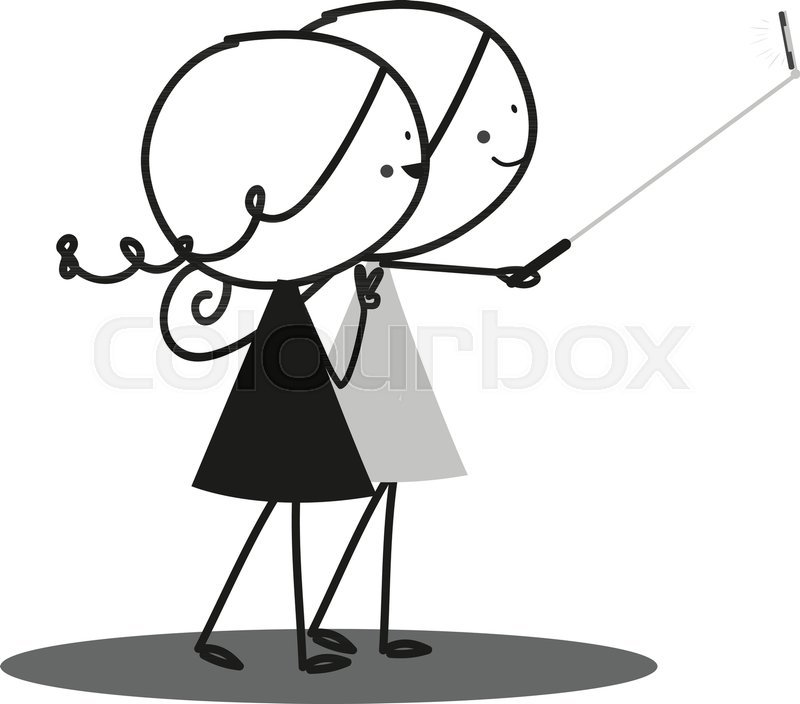 Selfie clipart black and white