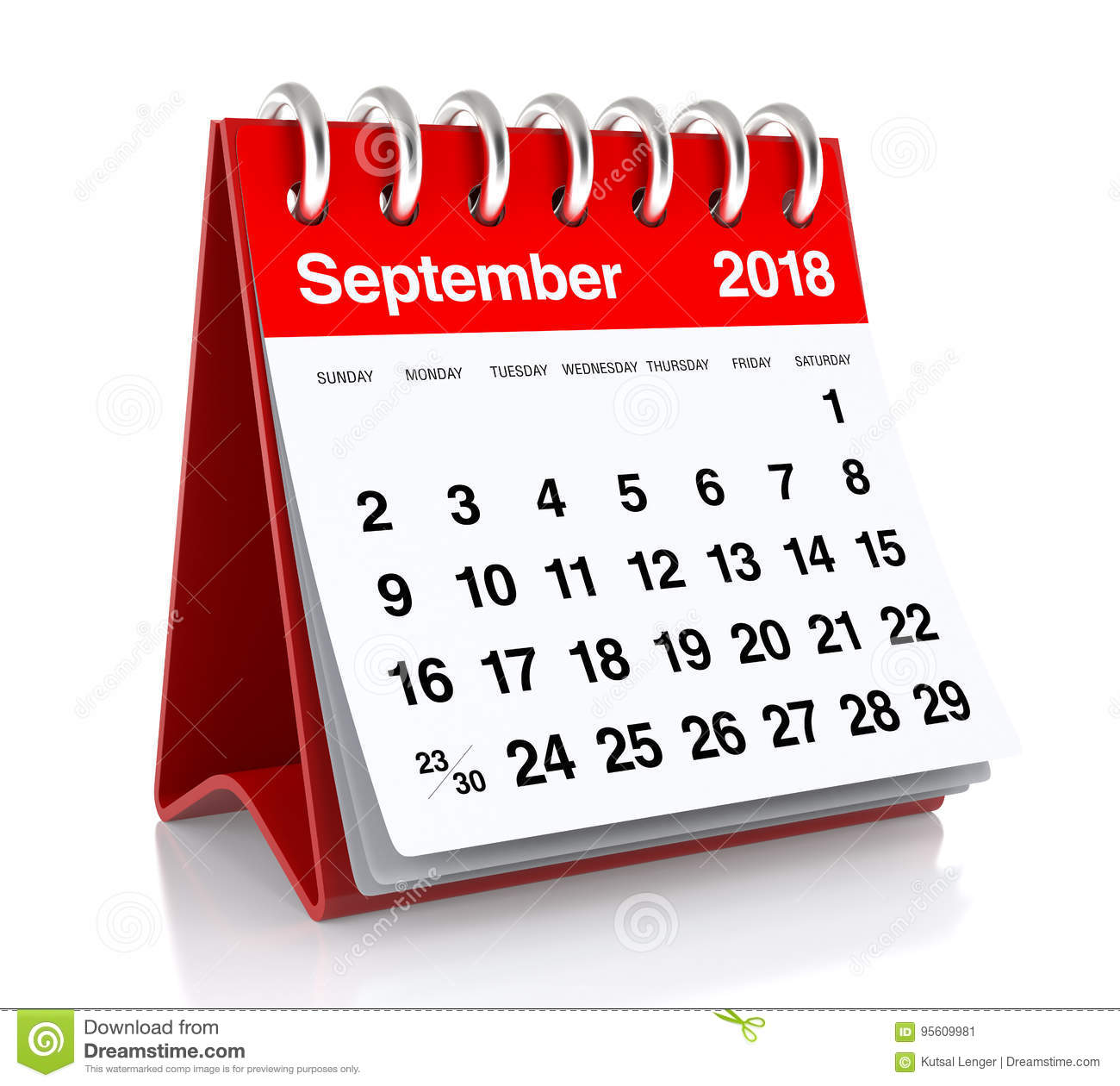 September calendar clipart