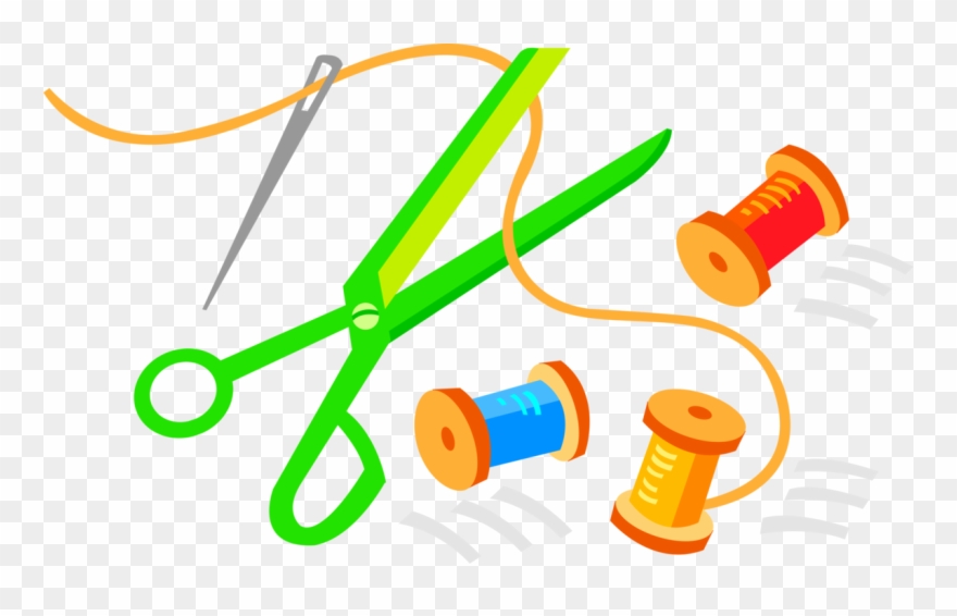 Vector Illustration Of Scissors With Sewing Needle