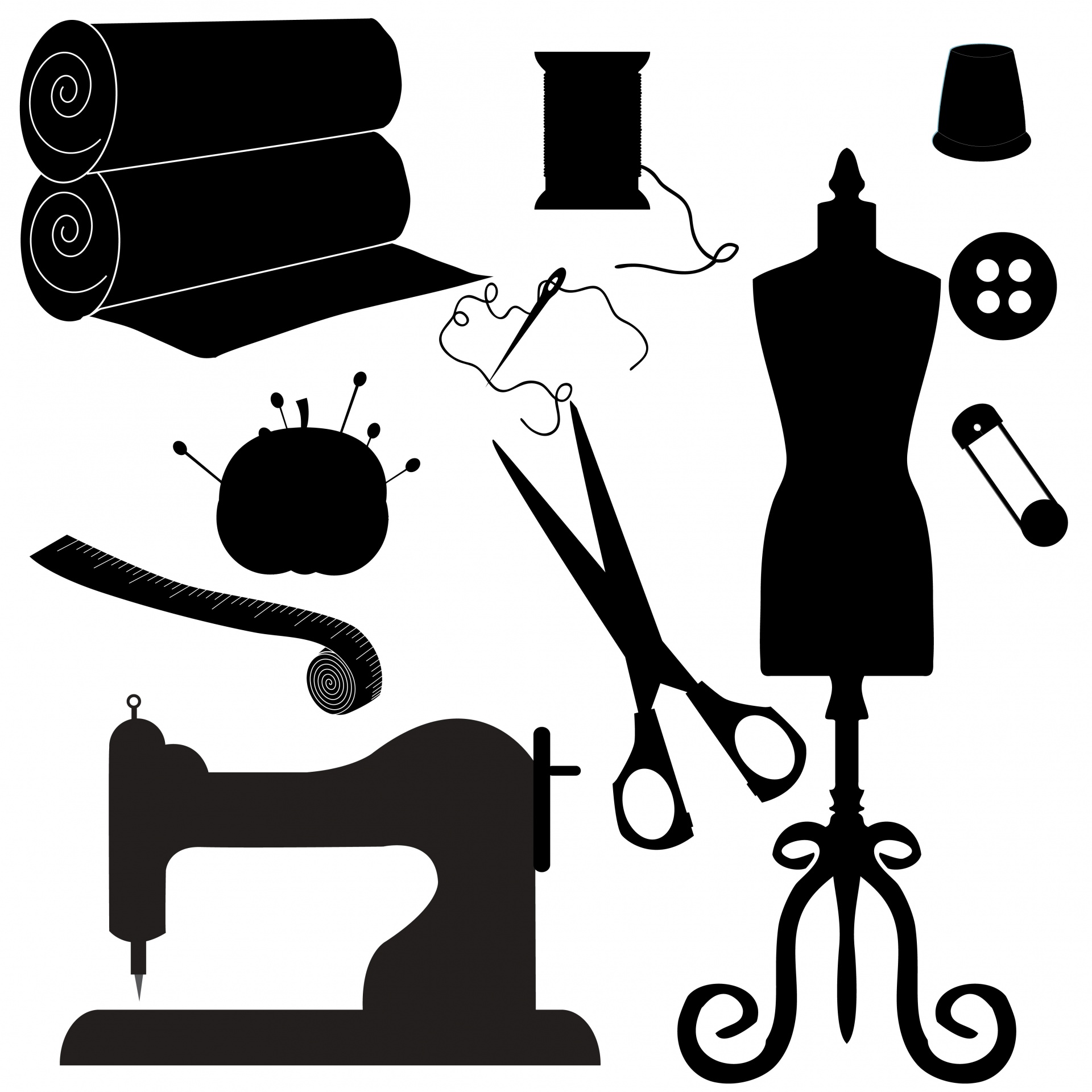 Sewing Symbols Clipart Silhouette Free Stock Photo