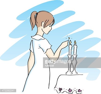 shabbat candles clipart woman