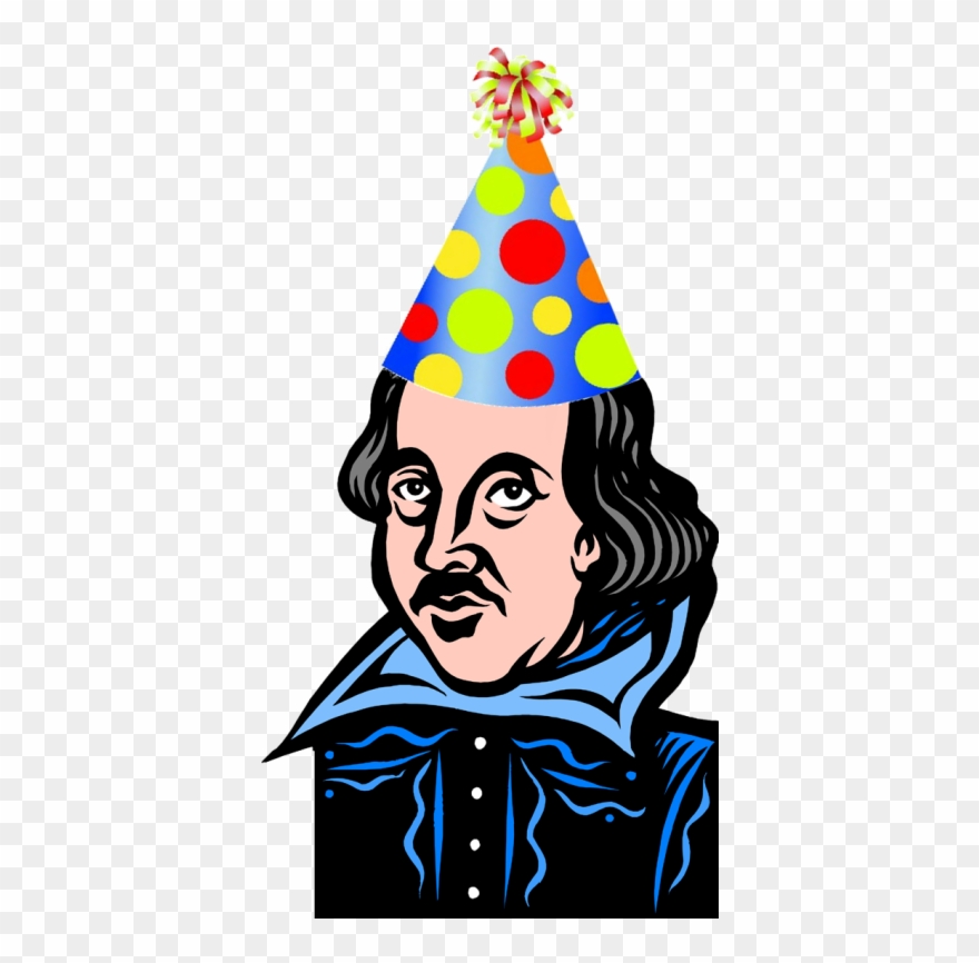 Cartoon Shakespeare With Birthday Hat