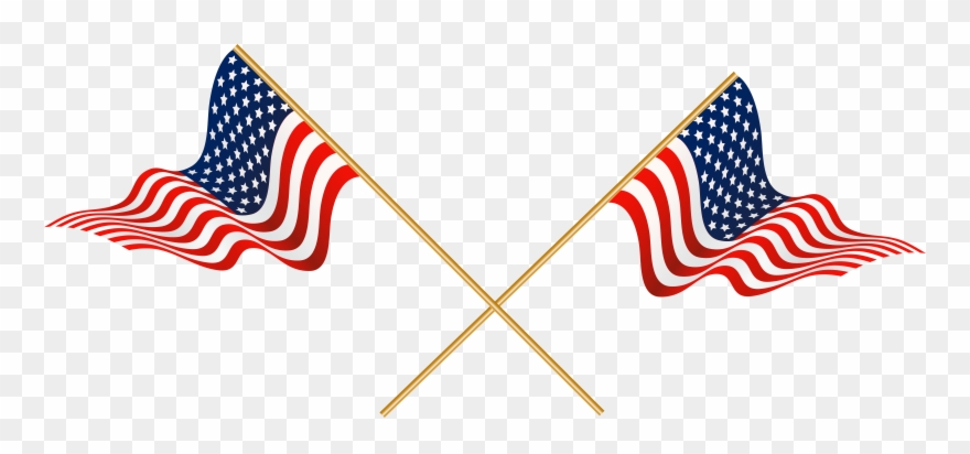Crossed american flags.