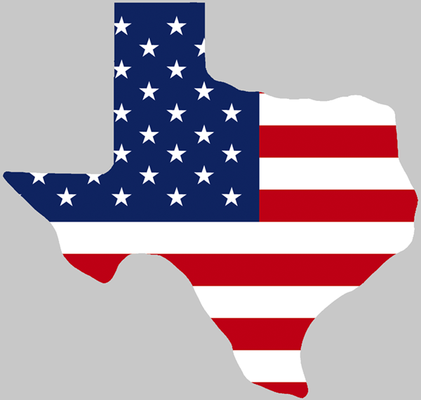 Texas Shaped USA Flag