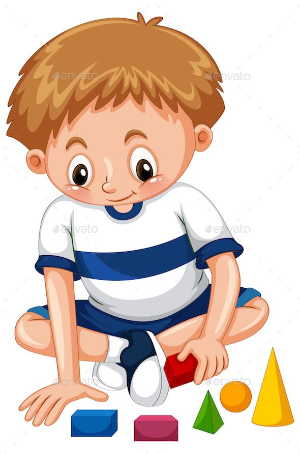 Boy playing with shape blocks illustration