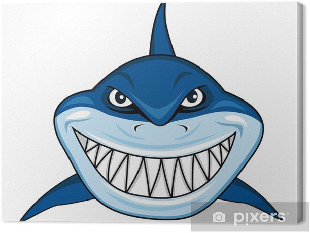 Angry shark cartoon.