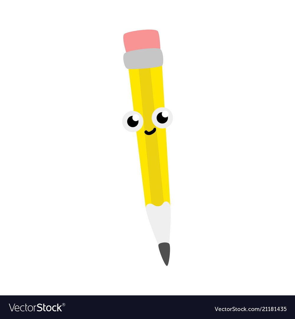 Cute simple pencil with eraser cartoon character
