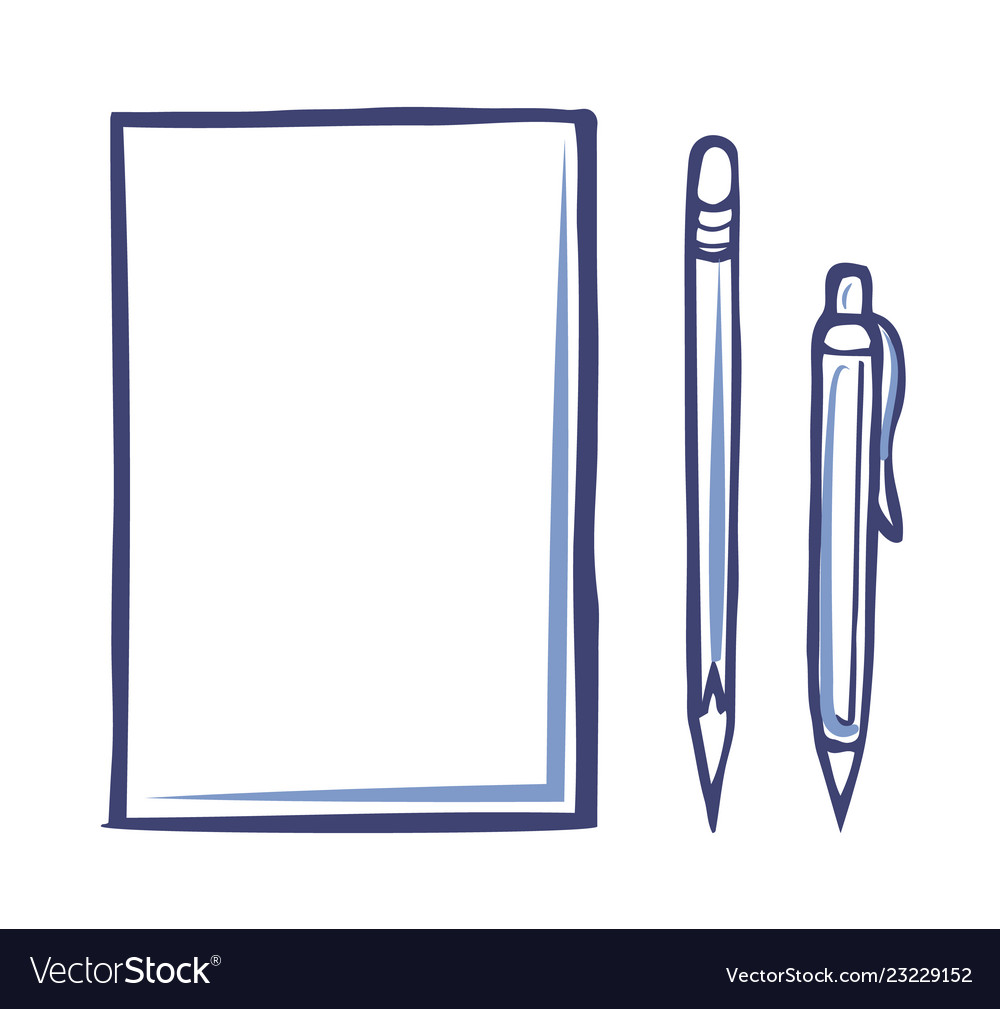 Office paper icon and sharp pencil pen isolated