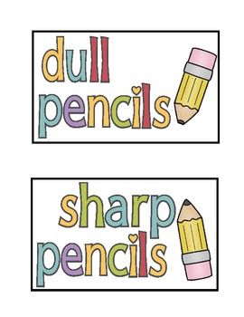 Sharp and Dull Pencil Labels Free