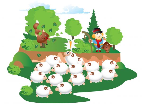 Vector image of flock of sheep
