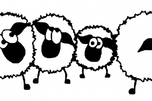Flock of sheep clipart black and white
