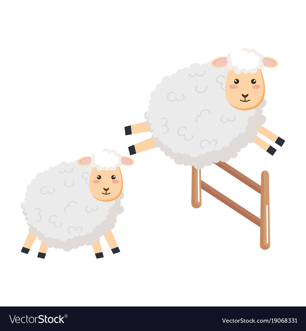 Cute sheep jumping.