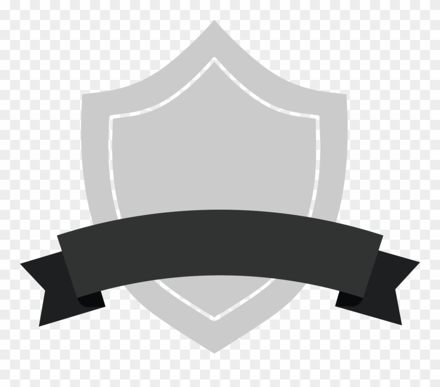 Gray Shield Badge With Black Ribbon