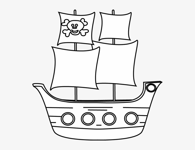Black And White Pirate Ship Clip Art