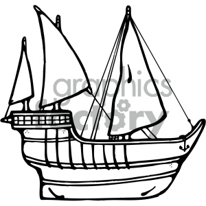 Black white ship clipart