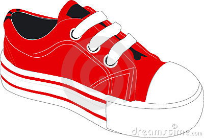 Red tennis shoes.