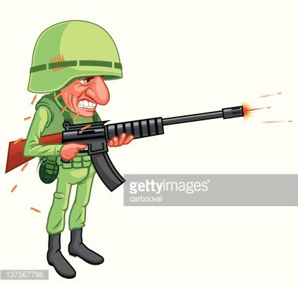 Cartoon soldier shooting.