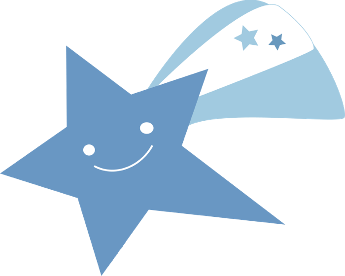 A blue shooting star with a