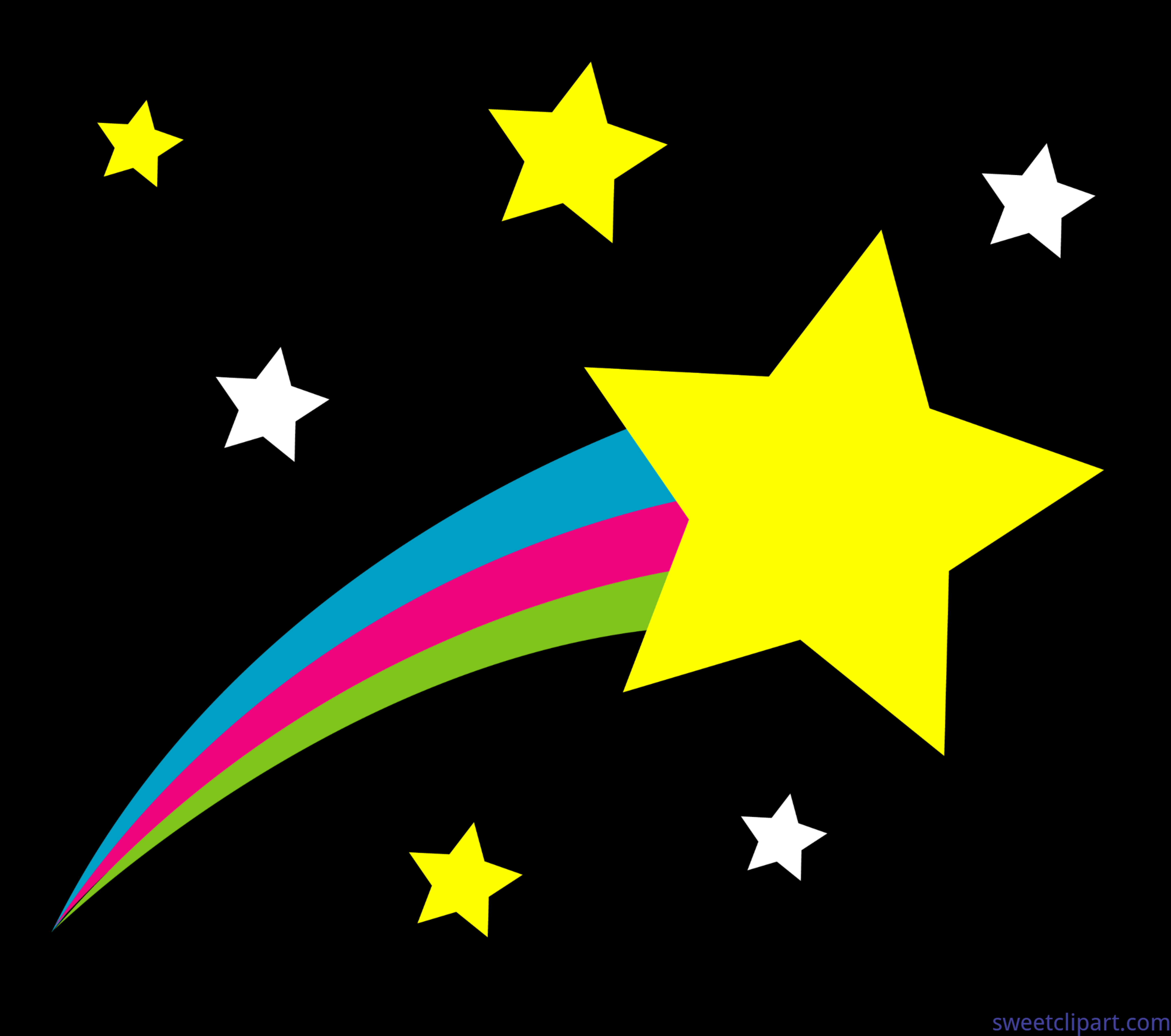 Outer Space Shooting Star Black Background Clip Art