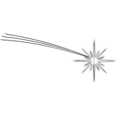 Black and White Shooting Star transparent PNG