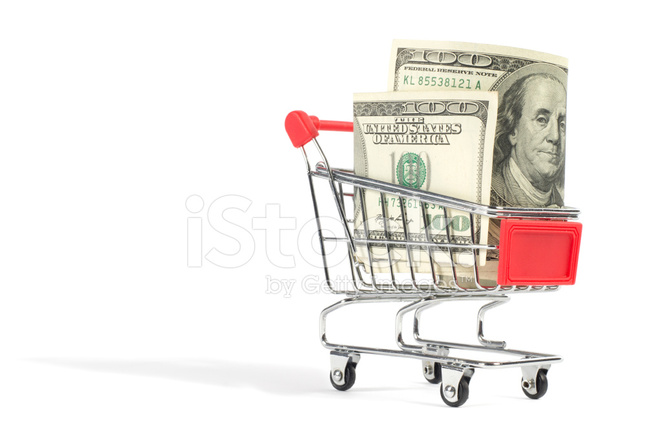 Shopping Cart Filled With Money Stock Photos