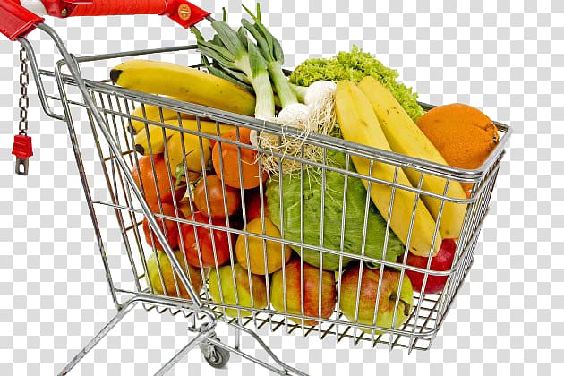Shopping cart fruit.