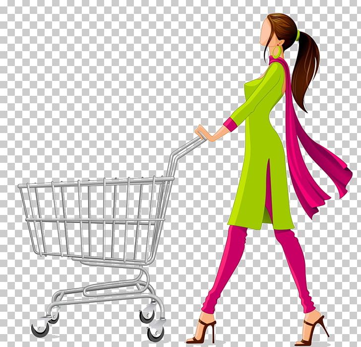 Shopping cart woman.