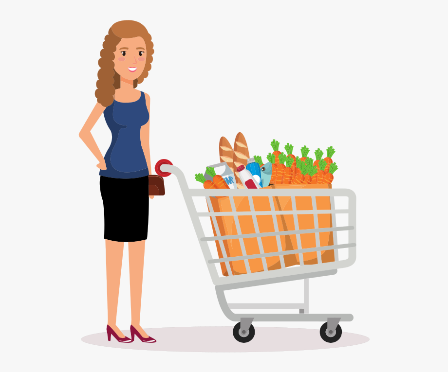 Shopping Lady In Supermarket Clipart Image For Free