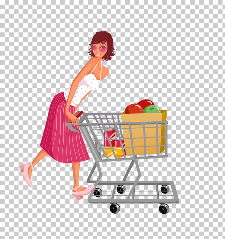 Shopping cart Designer , Woman pushing a shopping cart PNG