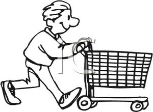 Teen Boy Pushing a Shopping Cart
