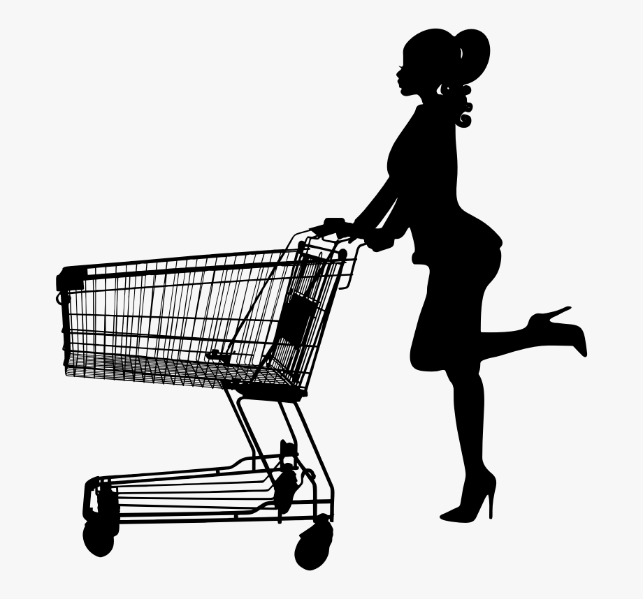 Professional Woman Pushing Shopping Cart