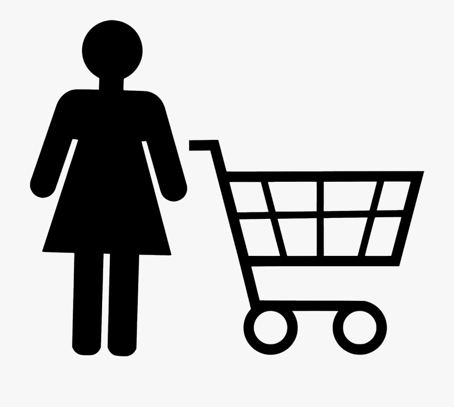 Illustration Of Woman And Shopping Cart