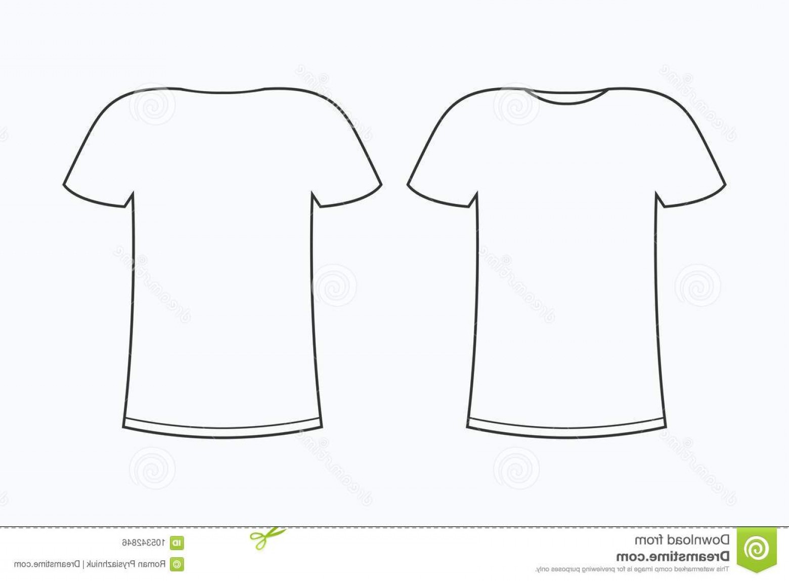 T Shirt Template Blank Line Tee Shirt Front Back Vector T