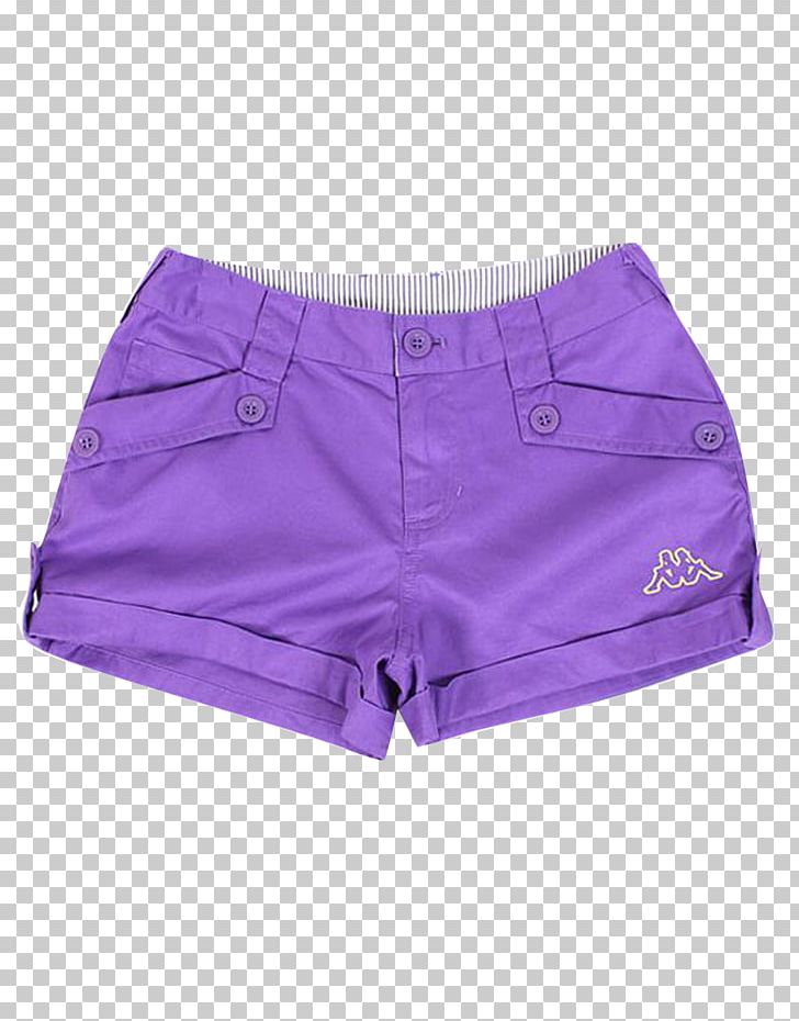 Purple trunks shorts.