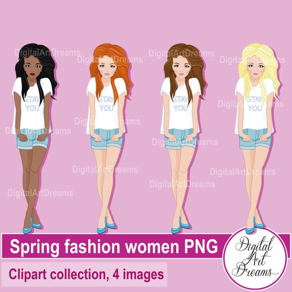 Fashion women clip art, spring graphics, stay you style