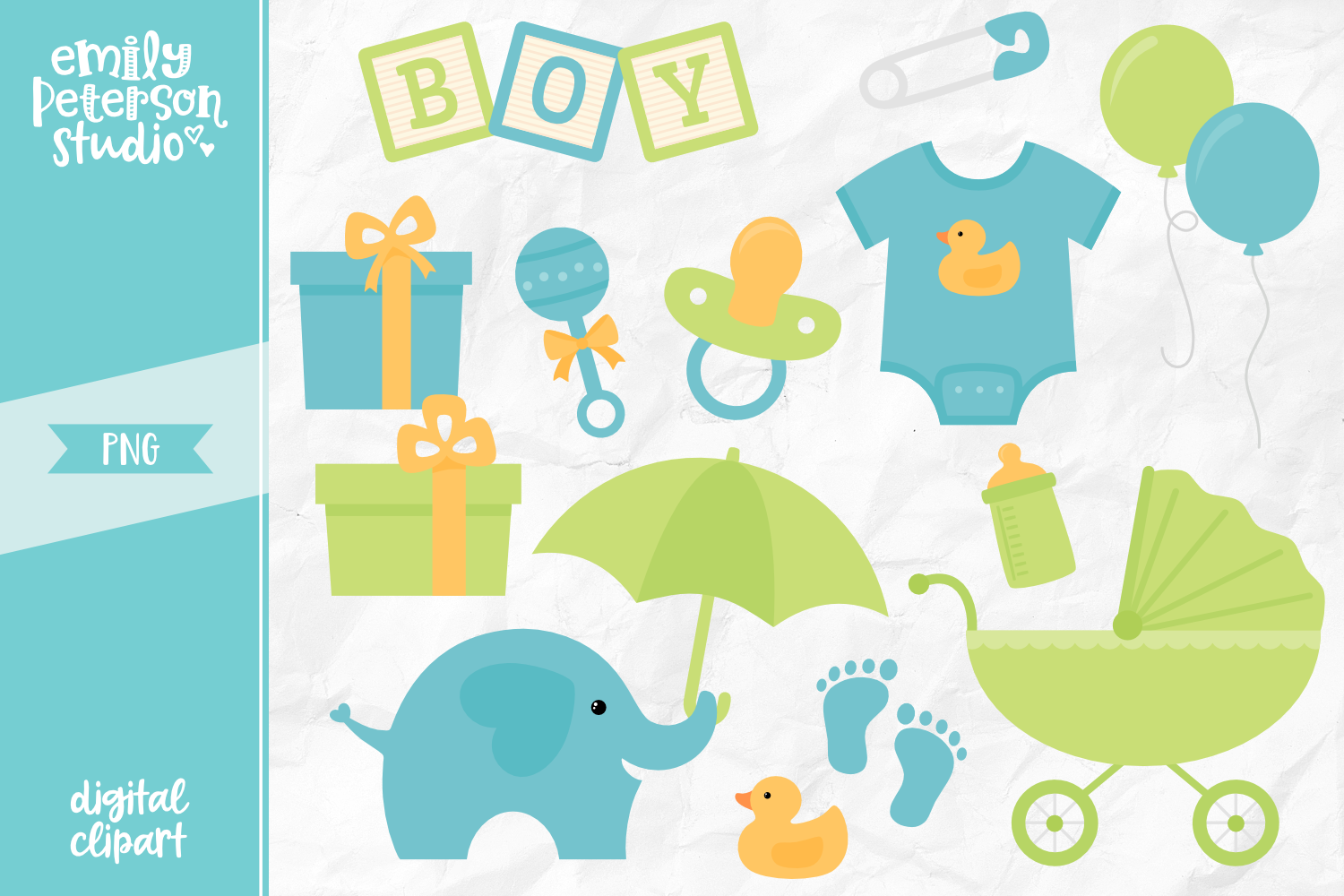 Boy Baby Shower Clipart Illustration PNG